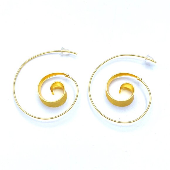 Christin Ranger Gold Vermeil Threader Swirl Hoop Earrings in Original Box — NWOT - Picture 1 of 7